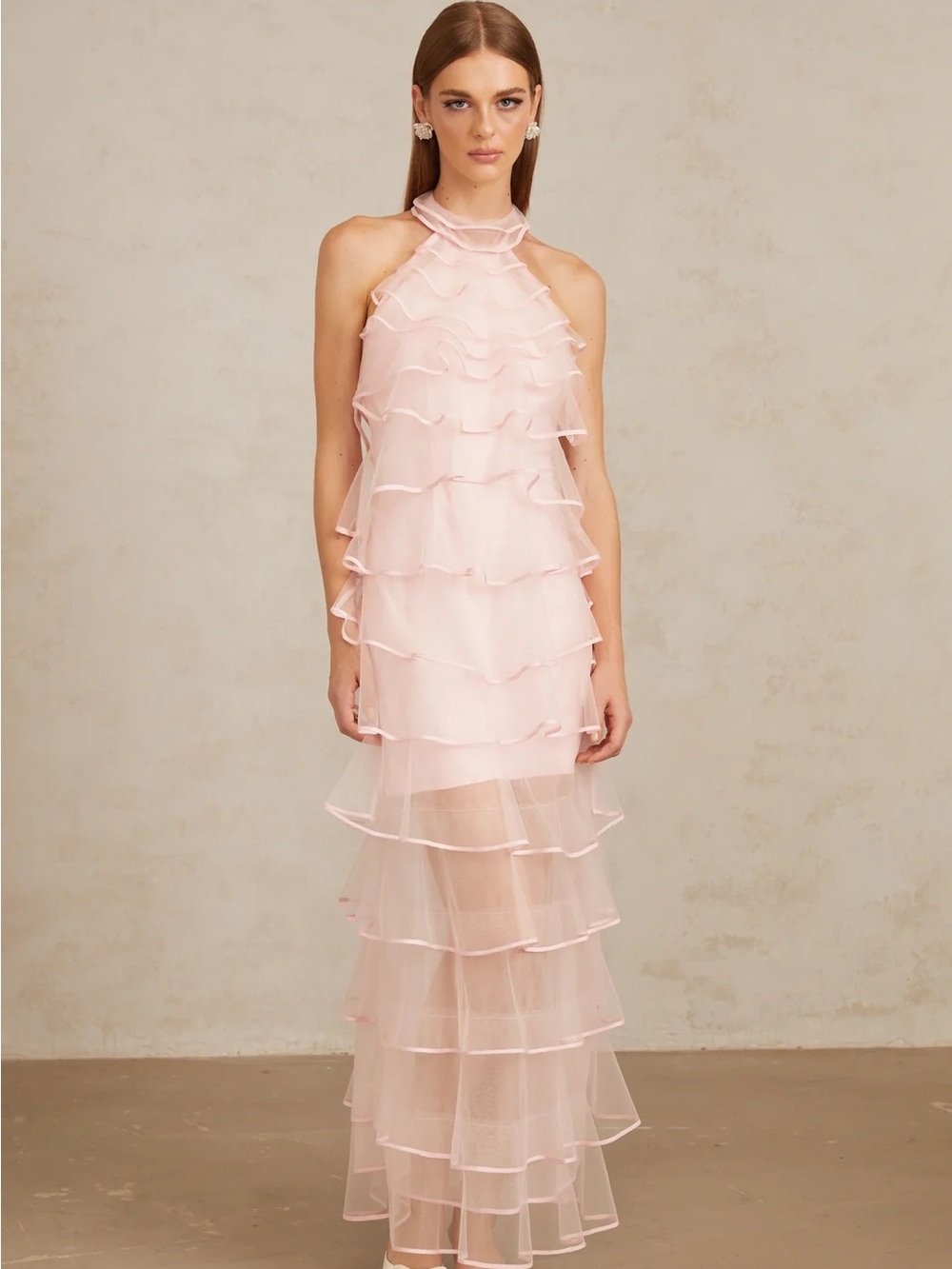 Miss Rosier Pink Sheer Maxi Dress